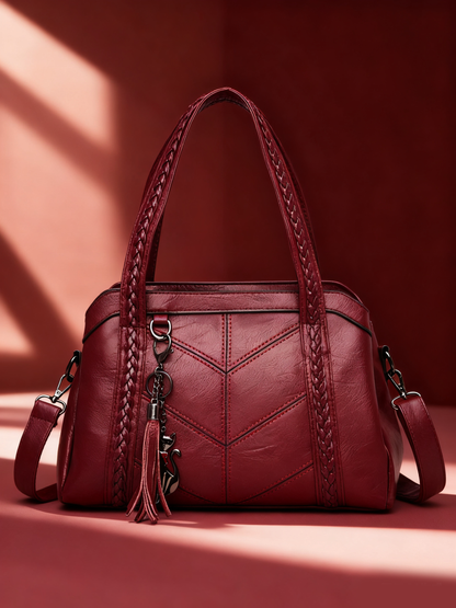 👜💟【50% ZĽAVA】Mäkká kožená taška, kabelka, veľká kapacita, tri priehradky, vodeodolná a odolná voči poškriabaniu