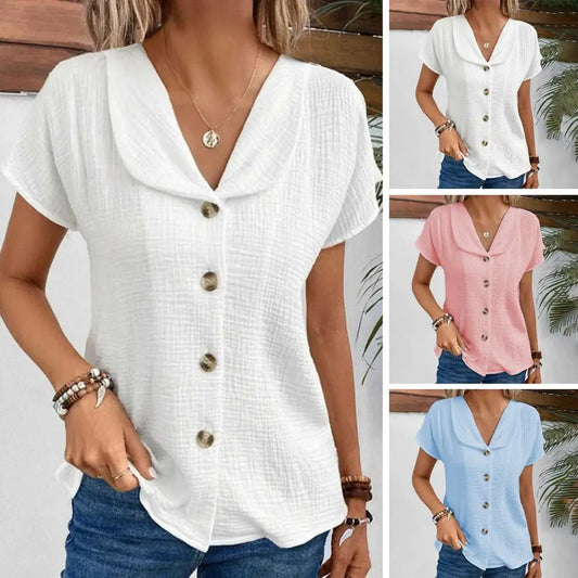 👚2025, vară, culoare uni, cardigan cu mâneci scurte, cu nasturi