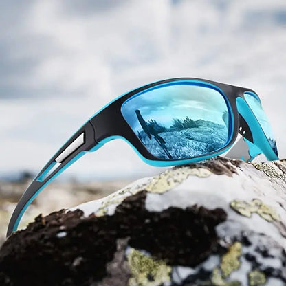 🚵‍♂️ 50% taniej 😎 ⚡ Męskie sportowe okulary przeciwsłoneczne z polaryzacją i prawdziwymi soczewkami lustrzanymi; stylowe i pyłoszczelne – idealne do jazdy na rowerze.