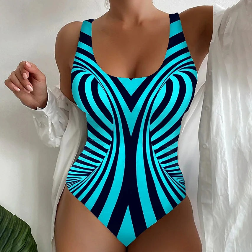 🥰【Sleva v rámci propagační akce 50%】🔥🔥【S~6XL】Pruhované jednodílné rychleschnoucí plavky