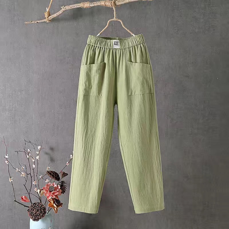 🌿🌈Ограничена по време оферта【M-4XL】Летни нови дамски панталони с широки крачоли за 2026 г., дишащи и удобни ежедневни панталони
