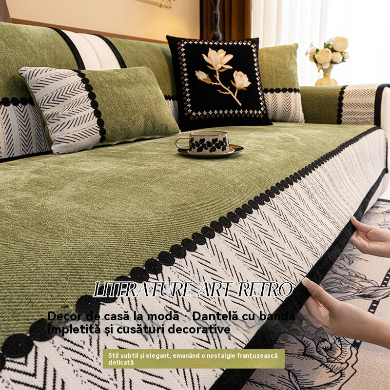 🏠🏠【50% ОТСТЪПКА！！！！】2025, нова висококачествена възглавница за диван в античен стил, целогодишен вариант, фиксирана неплъзгаща се покривка