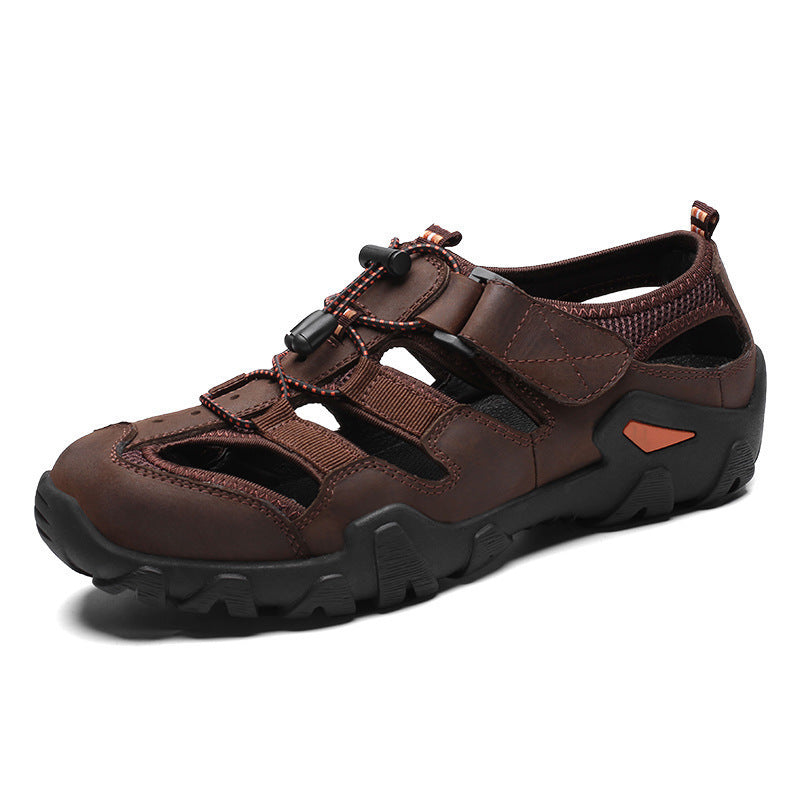 🔥【Zniżka ograniczona czasowo】【39-45】🔥Oddychające i miękkie, ręcznie robione, perforowane sandały męskie ze skóry bydlęcej