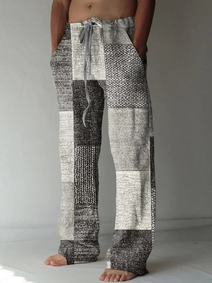 ✨👖【10 barev🌈】【S-6XL】😍 Pánské úzké kalhoty z bavlny a lnu ve větších velikostech, ležérní volný bohémský styl, kalhoty s širokým sedem
