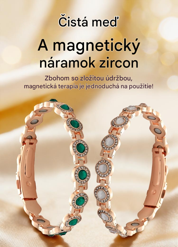 ✨【Kúp 1 a získaj 1 zadarmo】Módny luxusný magnetický náramok z ľahkej zliatiny, magnetický náramok z čistej medi a zirkónu