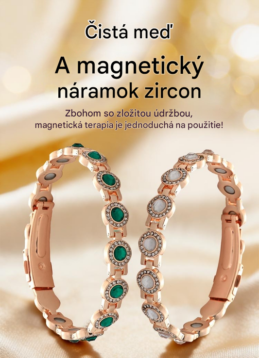 ✨【Kúp 1 a získaj 1 zadarmo】Módny luxusný magnetický náramok z ľahkej zliatiny, magnetický náramok z čistej medi a zirkónu