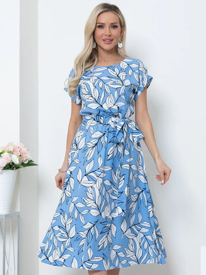 ✨【Promocija novih izdelkov】🎉50% popust👗【Veličine S-5XL】Nova potiskana obleka, elegantna, preprosta in modna oblika