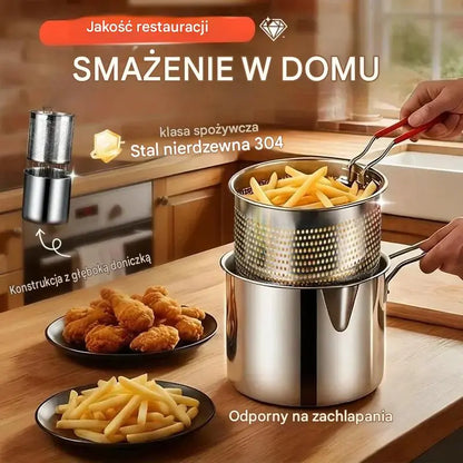 【Zestaw dwuczęściowy: garnek + sitko】 119 zł🎁 Wielofunkcyjna frytkownica ze stali nierdzewnej 304