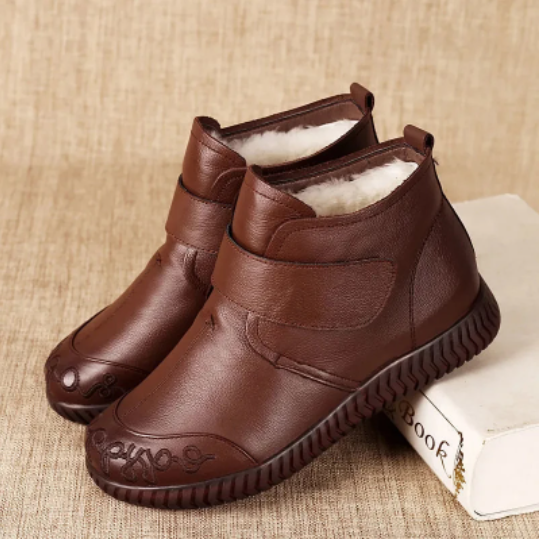 🎉Razprodaja se kmalu konča! 🎉【Velikosti 35-40】Novi športni nedrseči usnjeni škornji za prosti čas, nedrseč raven podplat z zapiranjem na ježka, udobni in lahki.