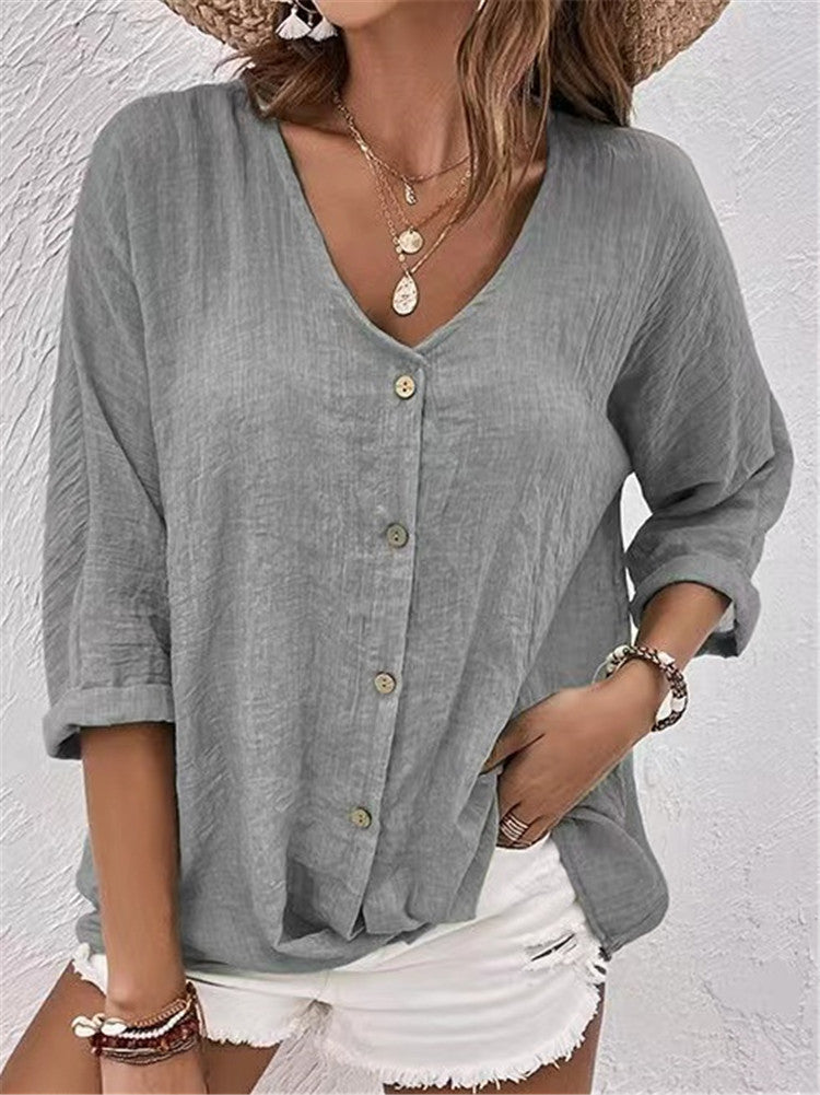 👚👚【50% отстъпка】【S-3XL】Нова ежедневна риза с V-образно деколте 2025
