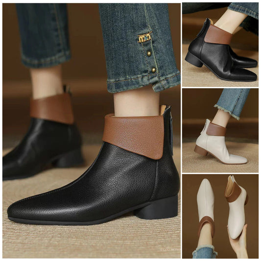 🔥👢【50% zľava】【35-40】Dámske členkové čižmy s mäkkou bavlnenou podrážkou a špicatou špičkou