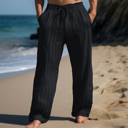😍50% de descuento🔥Nuevos pantalones de lino para hombre en tallas grandes, a rayas, de corte recto ✅️Pago contra entrega