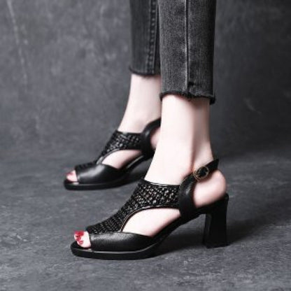 【35-40】👡2026 nowe letnie sandały, płaski obcas, odkryte palce, gruba podeszwa i płaski obcas, w kształcie ryby (wysokość obcasa 5/7 cm)
