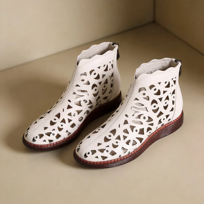 👡【35-42】2026 Nowe, miękkie skórzane buty casualowe z pustymi, płaskimi kształtami