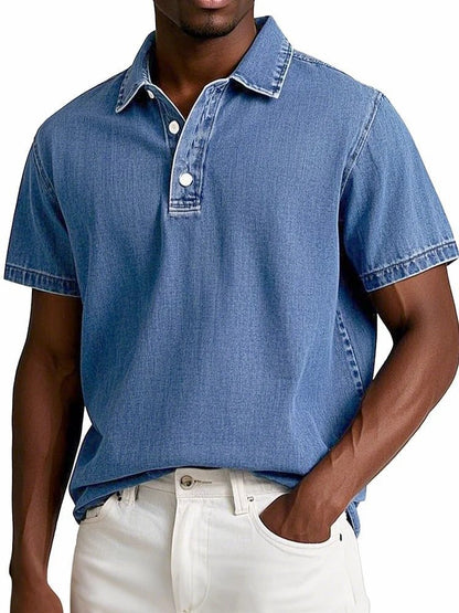 👔【S-5XL】Męska, modna, jednokolorowa, retro, krótka koszulka polo z krótkim rękawem