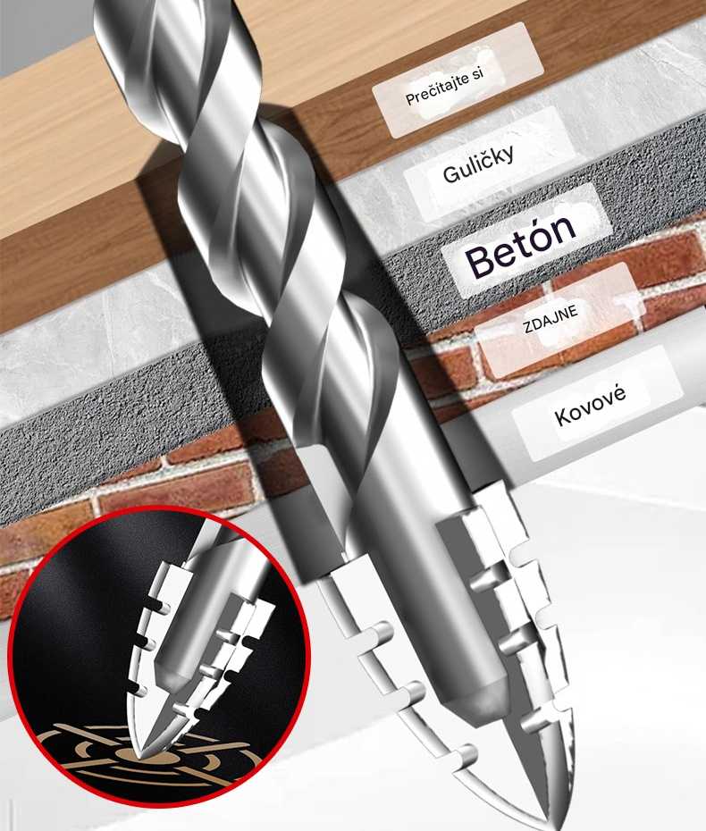 🥇【3+4+5+6+8+10+12+14+16 mm】Excentrický vrták 7. generácie vyrobený zo super tvrdej volfrámovej ocele so zúbkovanou hranou