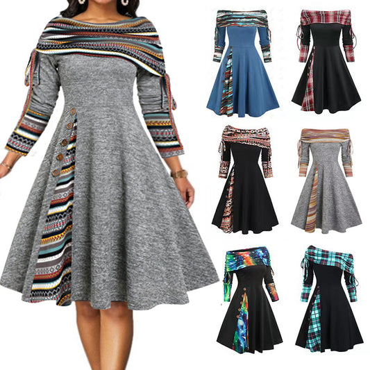 👗 Sleva 50 % 🔥 【S-3XL】Nové podzimní/zimní šaty, dlouhý rukáv, asymetrický střih na jedno rameno ✅️ Platba na dobírku možná
