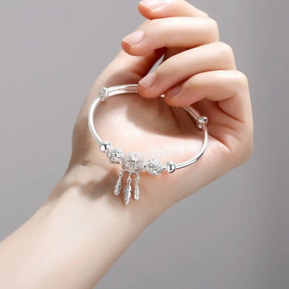 💖Urocza i elegancka bransoletka ze srebra próby 925 z personalizowanym dzwoneczkiem i regulowaną długością.