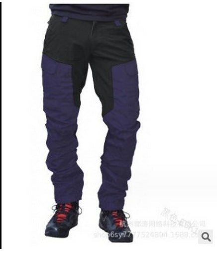 【S-5XL】Moške vodoodporne in vetrovno odporne flisaste hlače za aktivnosti na prostem. Več žepov, barvno blokovni dizajn