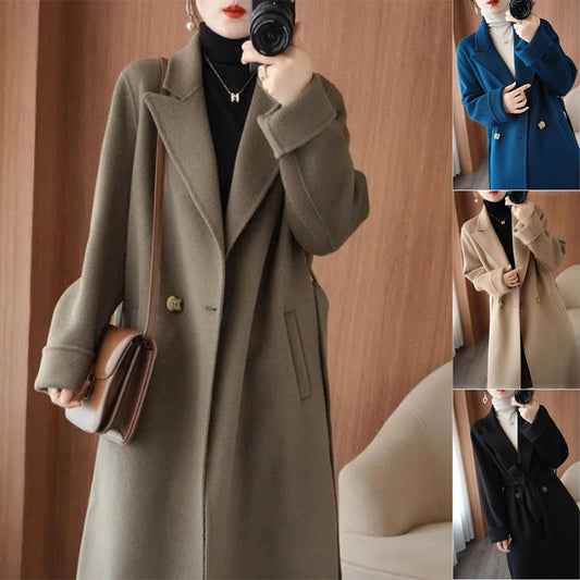 🐏【50% zľava】【Stredne dlhý】Nový prémiový hrubý vlnený kabát pre ženy na jeseň/zimu 2025