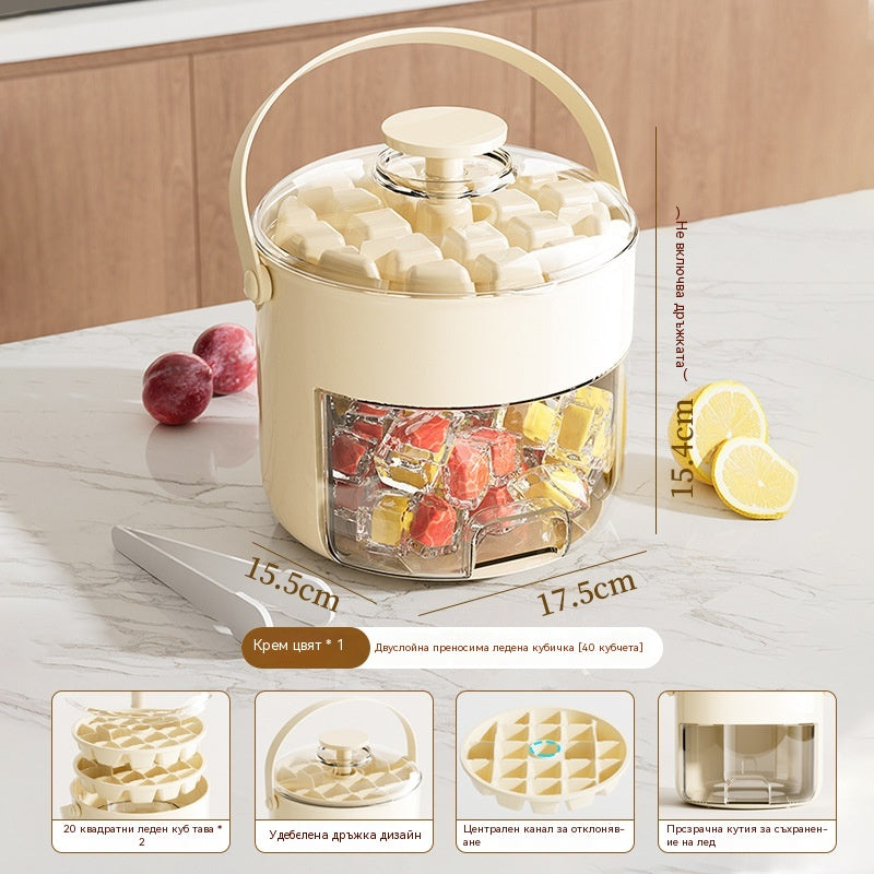 💞Задължителен летен артикул💥🥤🧊 50% отстъпка! Ледогенератор с функция за съхранение на лед: може да прави 40 кубчета лед едновременно, капакът не е запечатан.