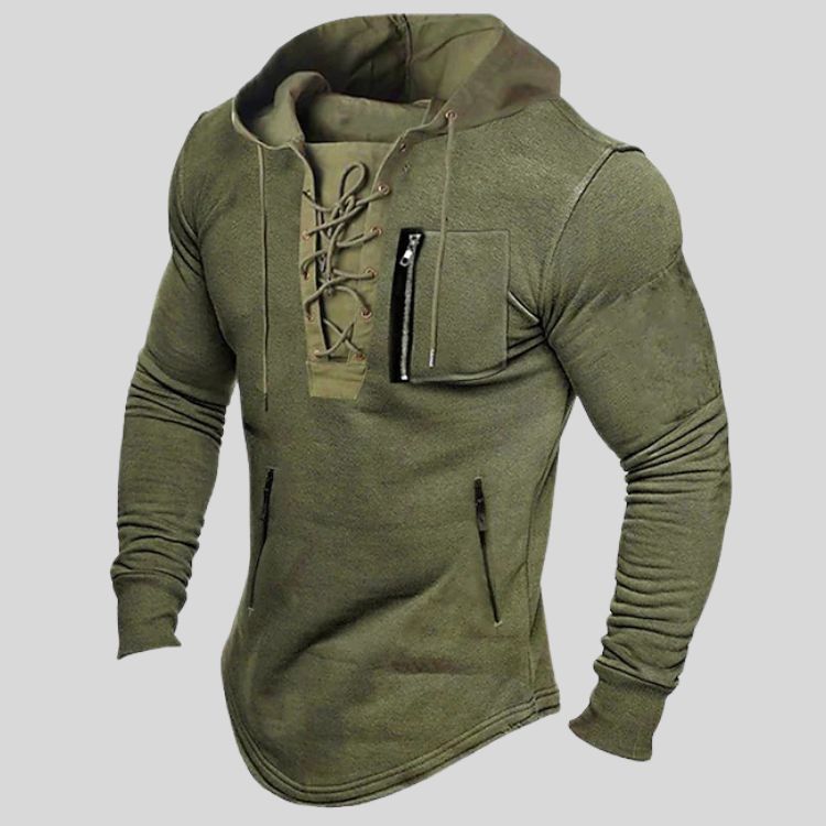 🔥【S-3XL】】2026 Jarní/podzimní mikina s kapucí, jednobarevná šněrovací mikina s kapsou na zip