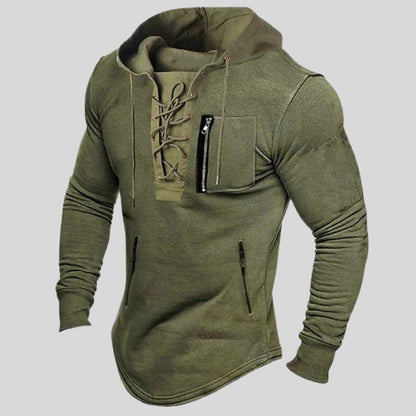 🔥【S-3XL】】2026 Jarní/podzimní mikina s kapucí, jednobarevná šněrovací mikina s kapsou na zip
