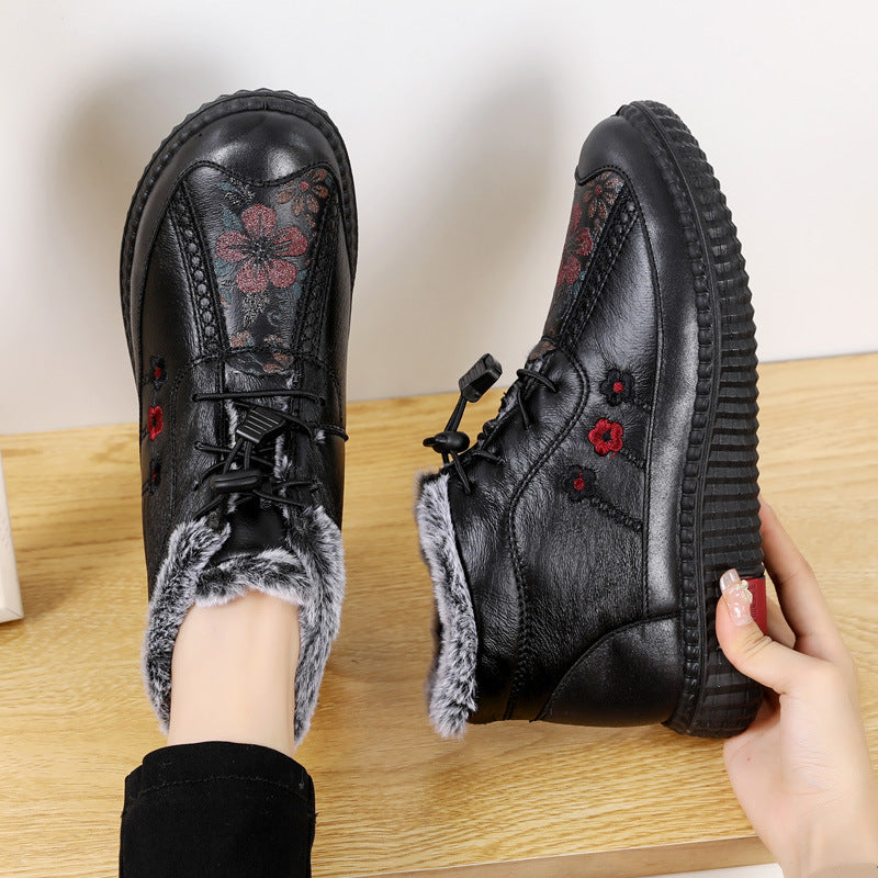 🔥50% отстъпка + Безплатна доставка🔥【35-40】Дамски боти до глезена от естествена кожа, неплъзгащи се и изолирани,