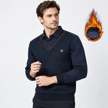【M-4XL】 Nowa męska koszula dzianinowa z efektem aksamitu – na jesień/zimę