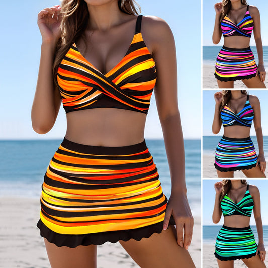 🩱👙【S-2XL】Svetle in pisane črtaste kopalke