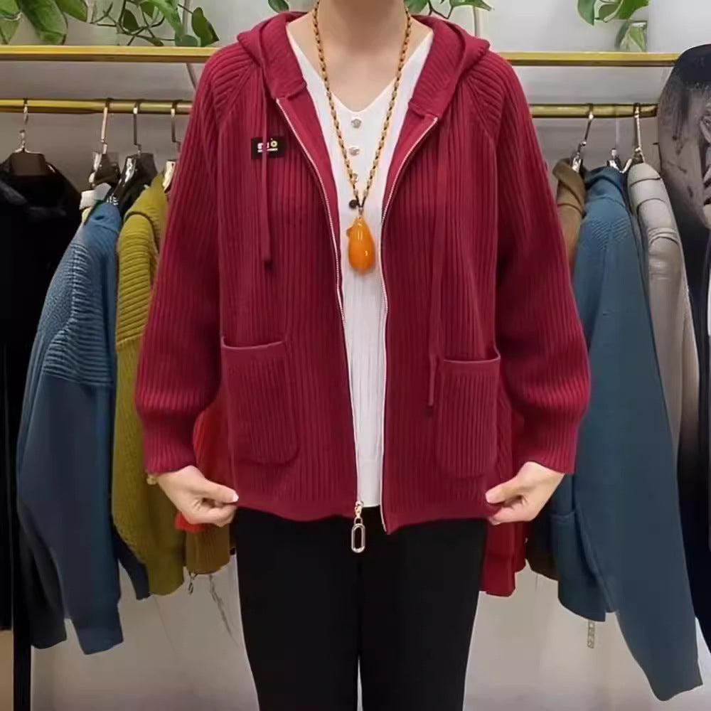 🎉50% отстъпка🎉【Есенна колекция 2025】Дамско ежедневно яке с качулка, вертикални райета и щампа с букви【45-80 КГ】