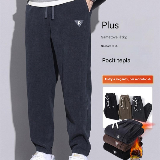 🔥【M-5XL】🖤Nové pánské zimní kalhoty, s fleecovou podšívkou a zesíleným manšestrem, teplé a ležérní pánské kalhoty