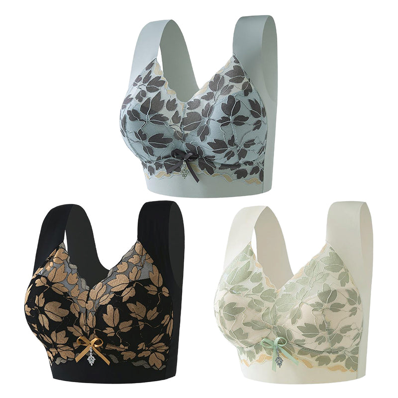 【Kupte 1 a získejte 2 zdarma】Velká krajková podprsenka M-4XL, bez ocelových kroužků, oslnivá záda, sexy a prodyšná, bezešvá, 【40-100 kg】