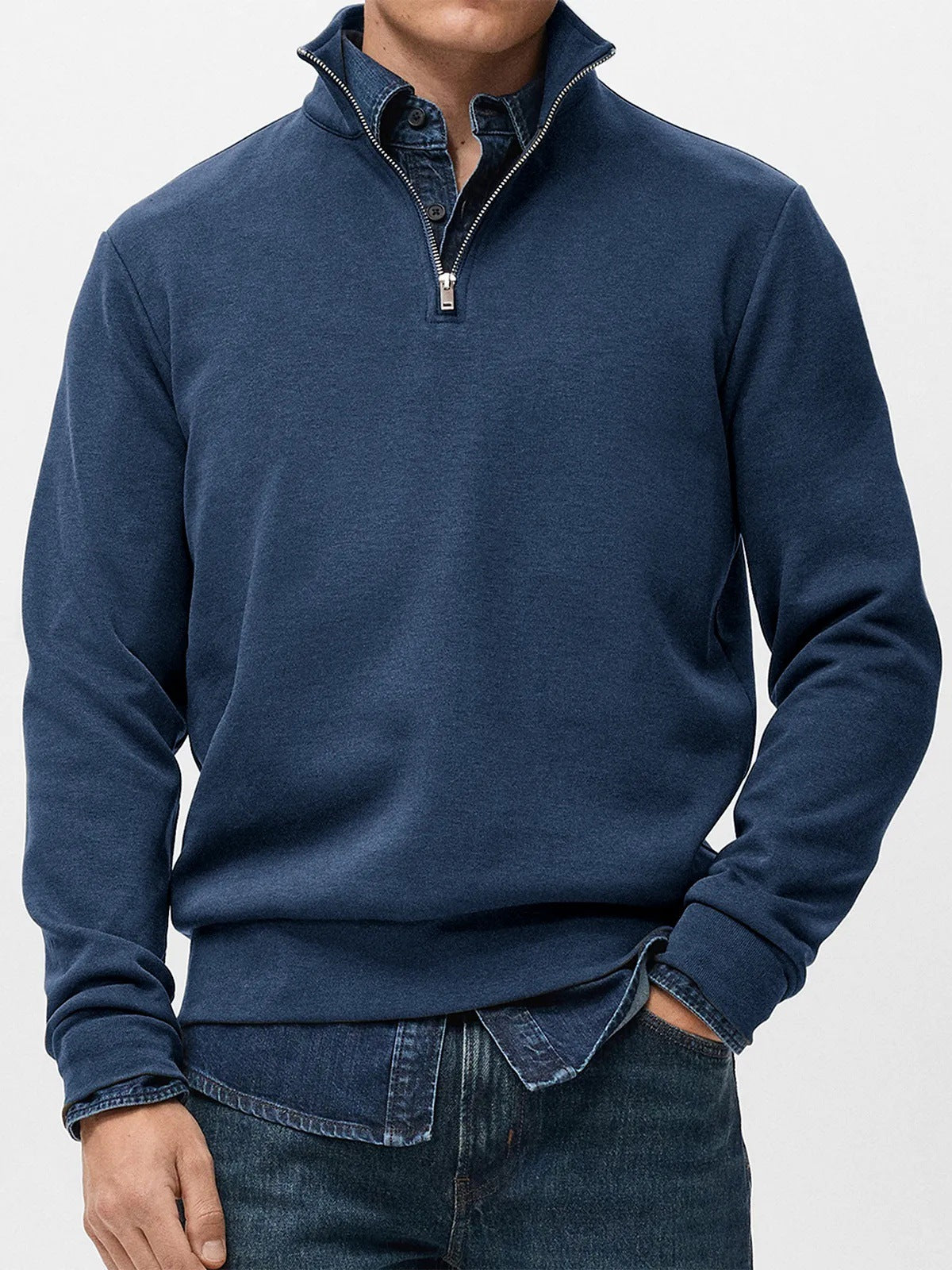 【50% sleva】👔【S-5XL】Nová pánská mikina s dlouhým rukávem, polovičním zipem a stojáčkem. Všestranná mikina