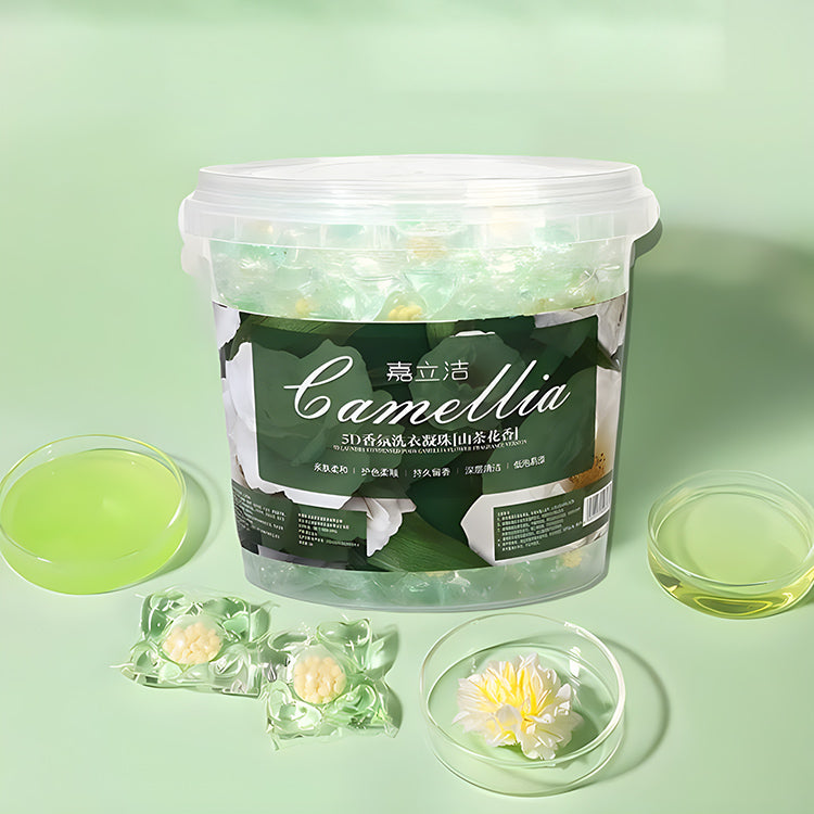 [✨100 ks✨]Prací koule Camellia s 5 v 1 pracími perličkami, dlouhotrvající vůně, koncentrovaný prací prostředek, silná dekontaminace