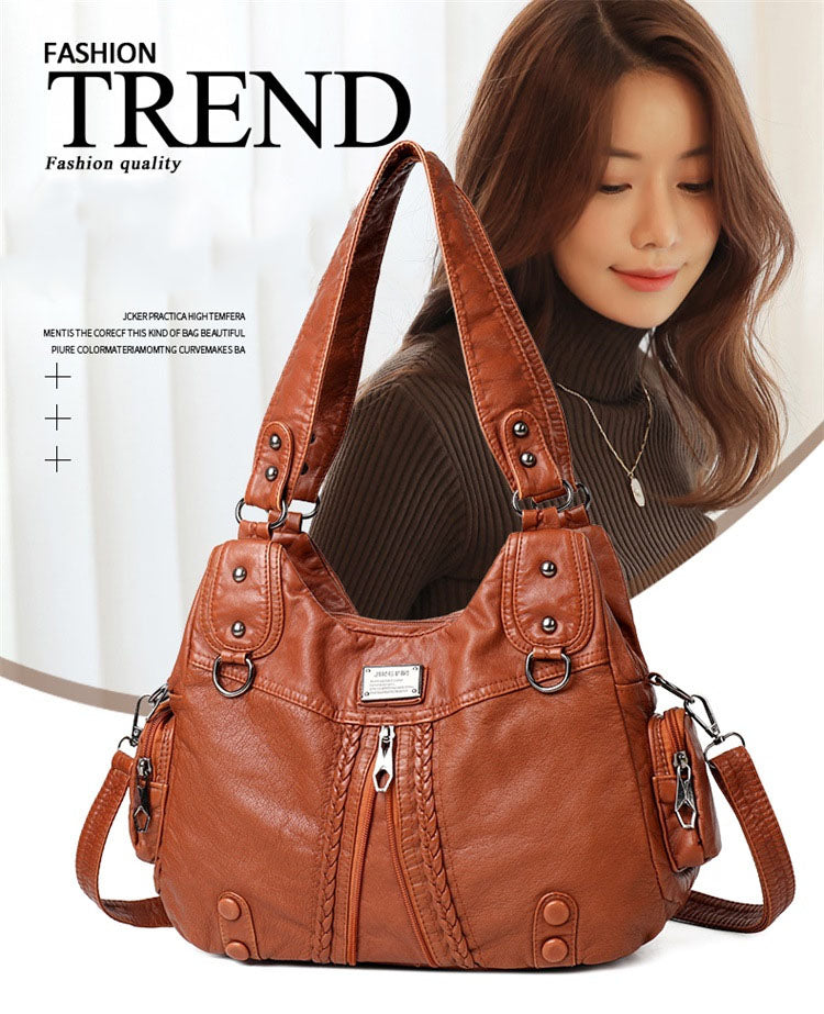 💟【50 % POPUSTA】2025 Nova mehka usnjena torba za čez ramo z veliko prostornino, praktična in priročna, nosi se lahko čez ramo