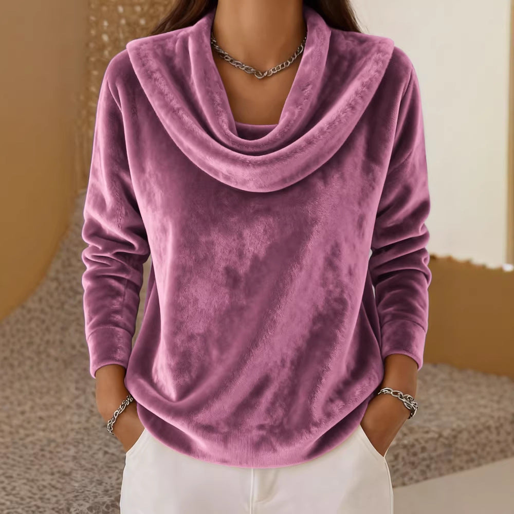 🔥🔥【Zľava 50%】【S-3XL】Nová jesenno-zimná kolekcia 2026, dámska voľná módna plyšová mikina s dlhým rukávom, jednofarebná