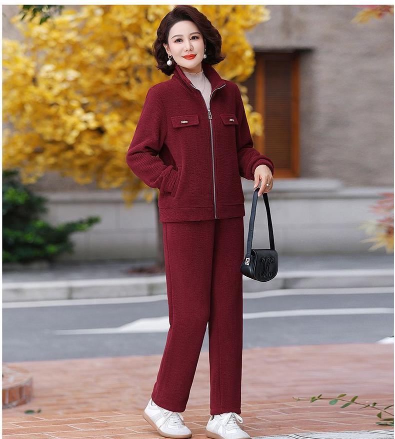 【50% отстъпка】【M-4XL】Дамски ежедневен плюшен и дебел костюм (сако + панталон)