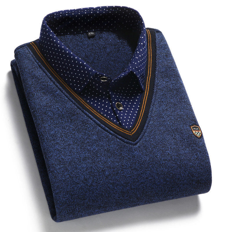 🔥【50 % popust 1】👔 [M-4XL] Moška pletena srajca in žamet za zgostitev, ki ohranja toploto