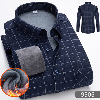 🔥Зимна разпродажба - 50% отстъпка👔Есенно-зимна топла бизнес риза с дълъг ръкав