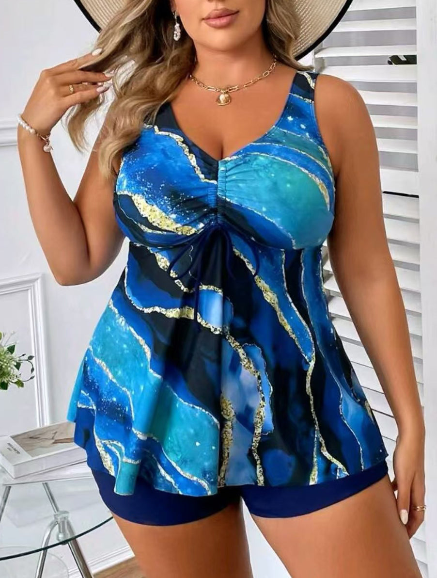 🏖️👙🌴【S-5XL】Елегантен бански с щампа в големи размери