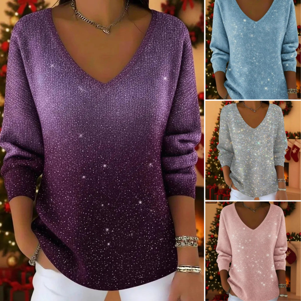 💥【50% sleva】👚👚Nový dámský svetr s dlouhým rukávem a výstřihem do V, podzim/zima 2026