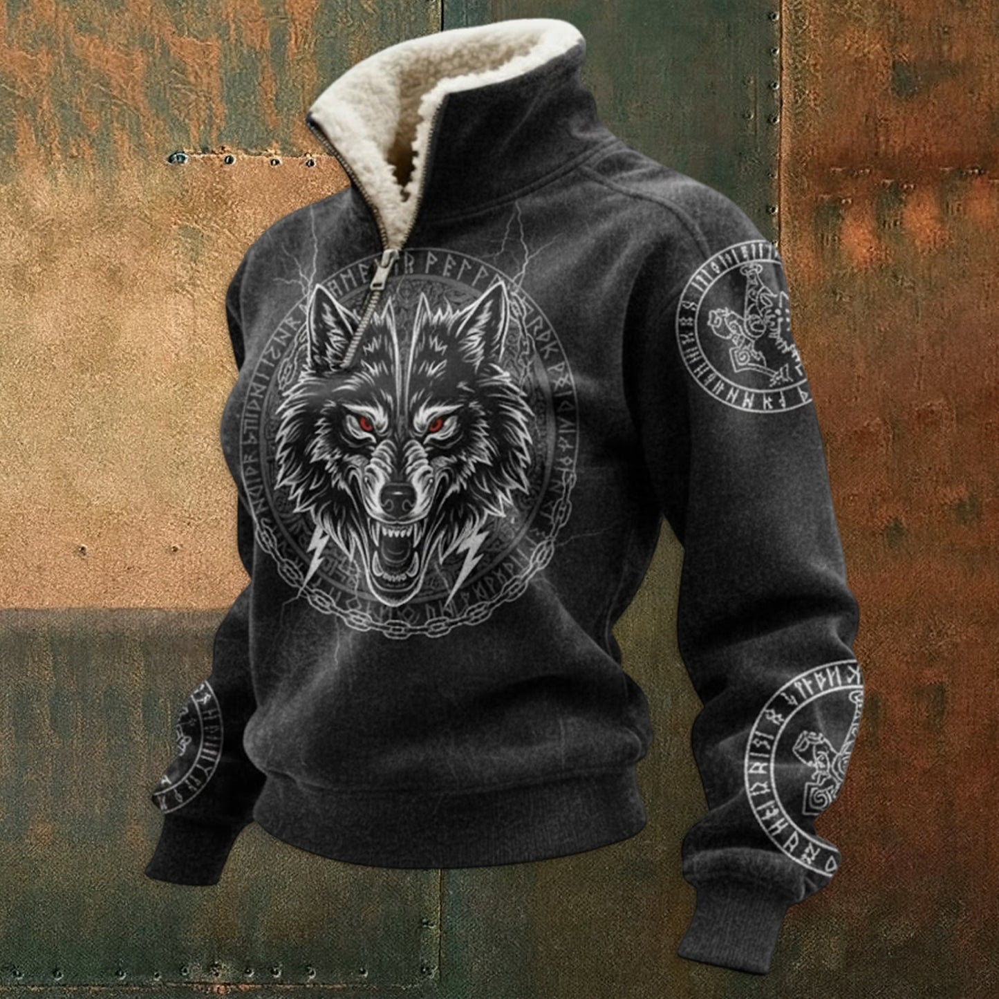 🔥 【S-5XL】Nová stylová podzimní/zimní mikina, teplá fleecová podšívka, měkký kožešinový límec, módní potisk.