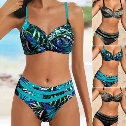 🌊👙【S~5XL】💋2025. Nove kopalke z razcepljenim potiskom za večje velikosti.