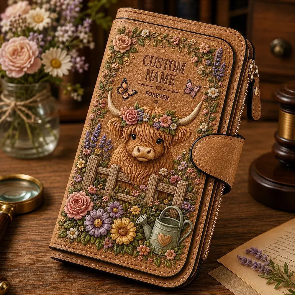 💰💰Personalizowany portfel z tłoczonym motywem ogrodowym