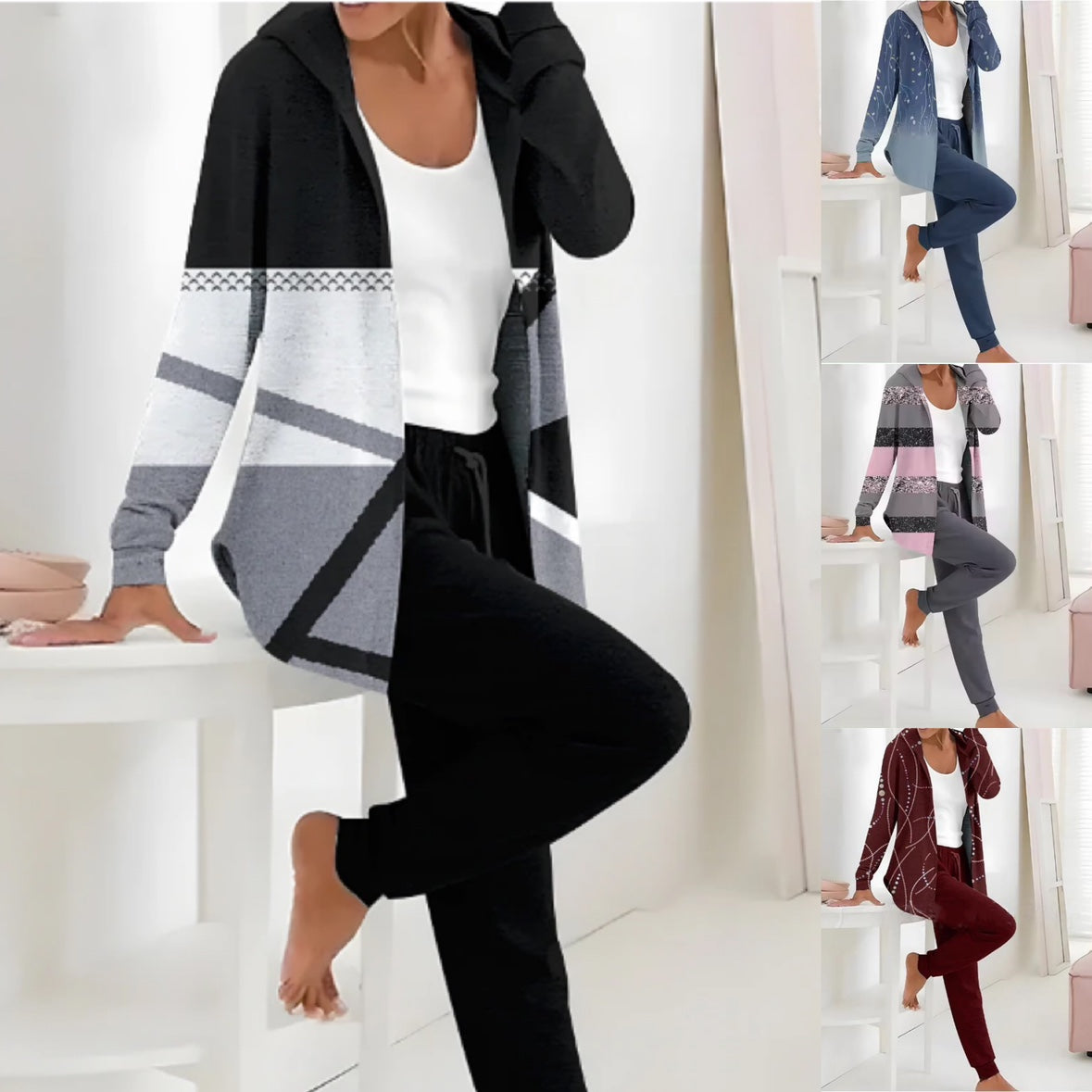 🔥Дамски есенно-зимен комплект от две части с дълъг ръкав и панталон