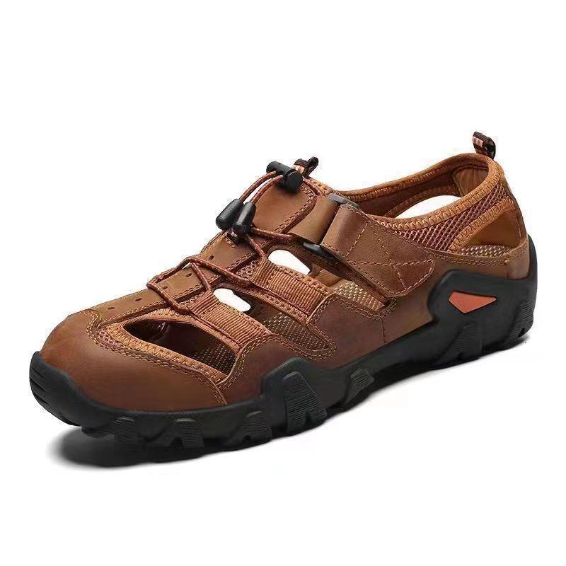 🔥【Zniżka ograniczona czasowo】【39-45】🔥Oddychające i miękkie, ręcznie robione, perforowane sandały męskie ze skóry bydlęcej