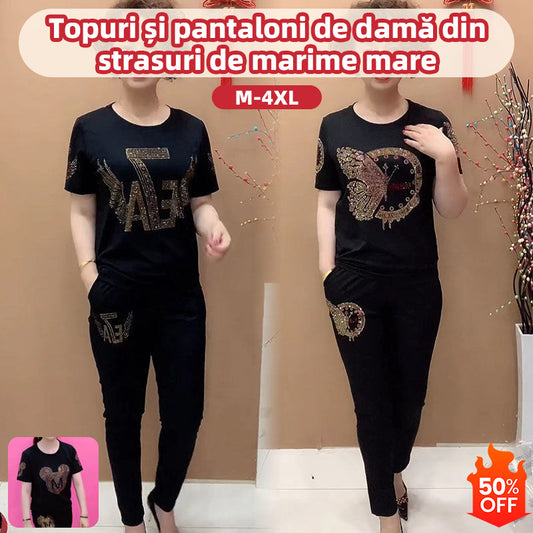 Reducere de 50%💥 Lichidare de stoc 💥 Set de damă cu top și pantaloni cu mânecă scurtă【M-4XL】