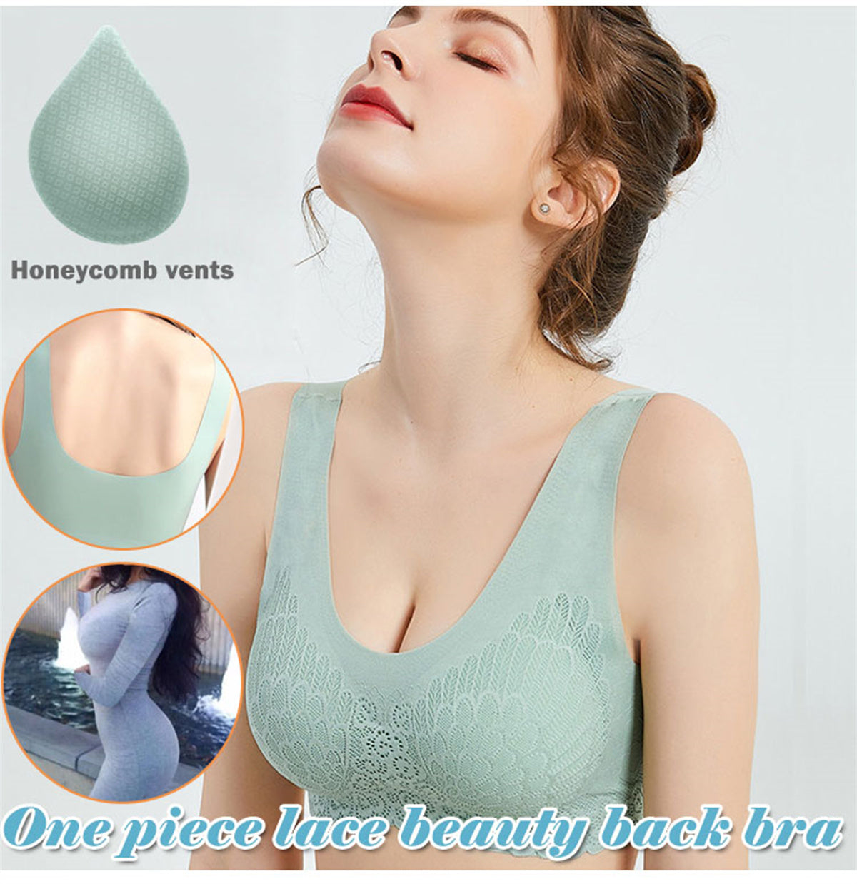 🔥【Paket 3】Čudovit čipkast brezšivni modrček iz ledene svile, brez žic