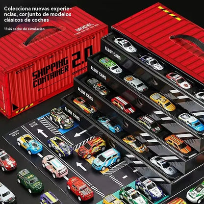 【50% taniej】🎁48 odczepianych miniaturowych autek z wbudowanym garażem